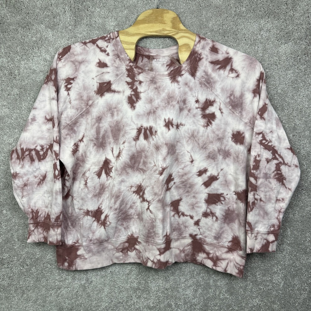 Athleta Sundown Sweatshirt Womens Size 3X Pink Tie‎ Dye Crew Neck Pullover